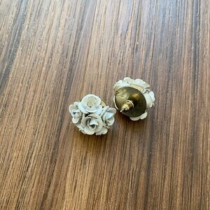 White Flower Cluster Stud Earrings
